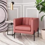 Mid-Century Modern Faux Leather Accent Chair with Steel Frame Brown 10 Mid-Century Modern Faux Leather Accent Chair with Steel Frame Brown
