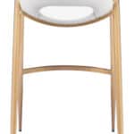 White & Gold Mid-Century Modern Barstool with Faux Leather (Set of 2)