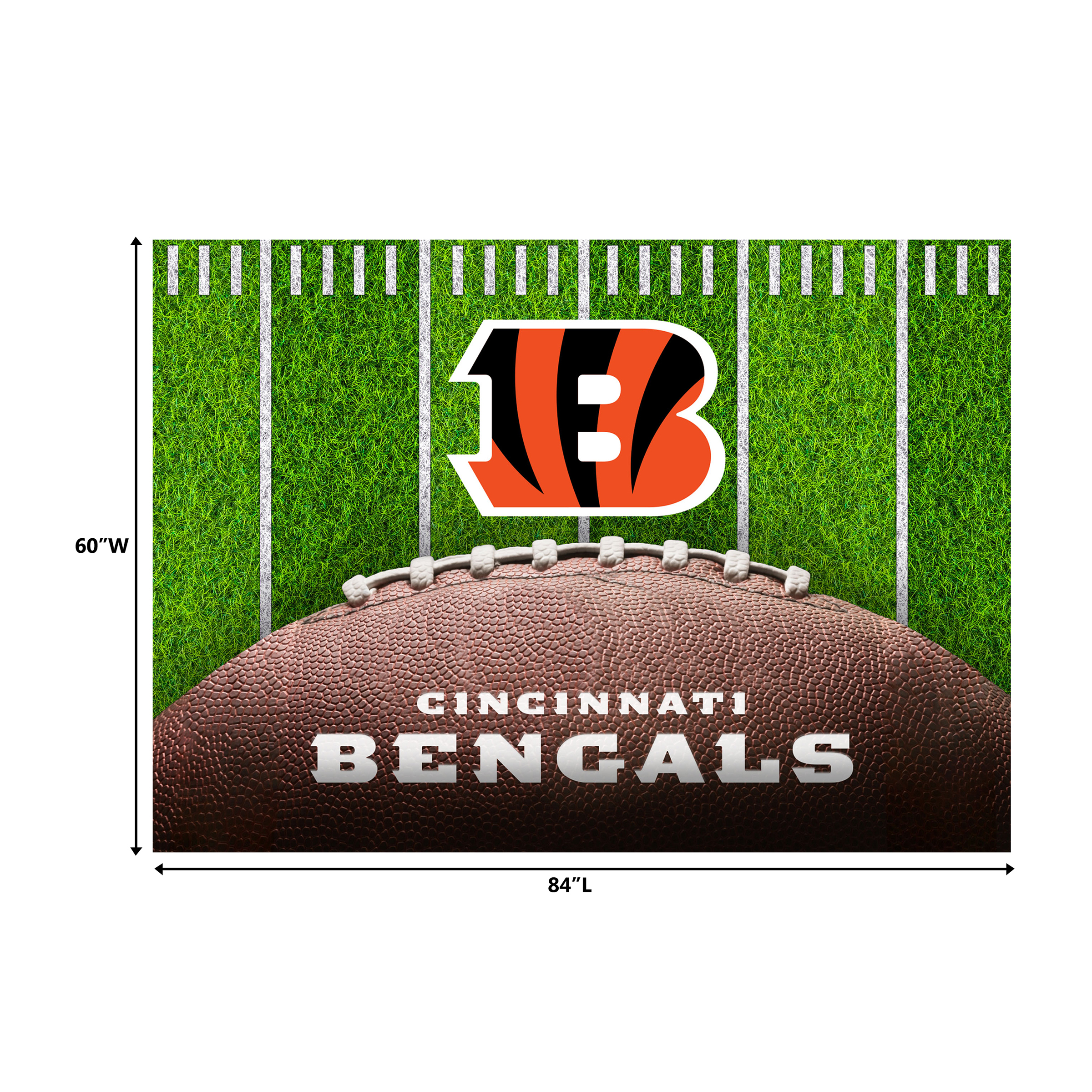 bengals football field 5x7 washable area rug cincinnati collection