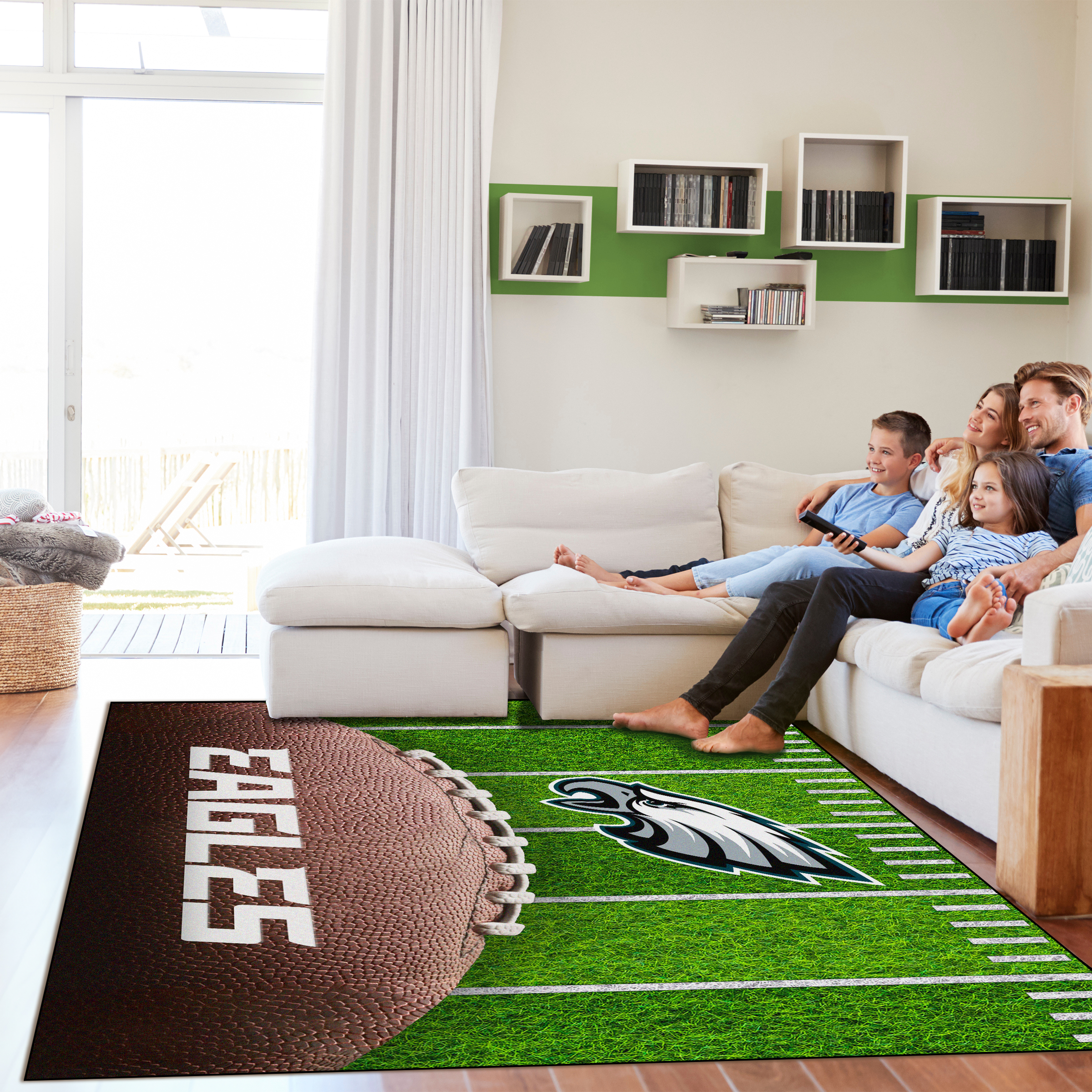 philadelphia eagles football field 5x7 washable area rug