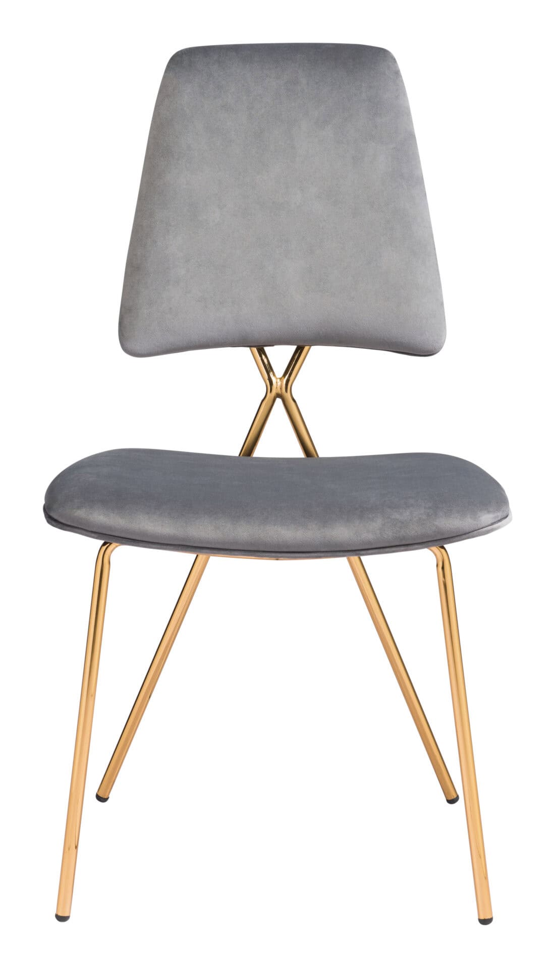 Gray Velvet Dining Chairs with Gold Frame (Set of 2) 5 Gray Velvet Dining Chairs with Gold Frame (Set of 2) - Image 5
