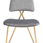 Gray Velvet Dining Chairs with Gold Frame (Set of 2) 14 Gray Velvet Dining Chairs with Gold Frame (Set of 2)