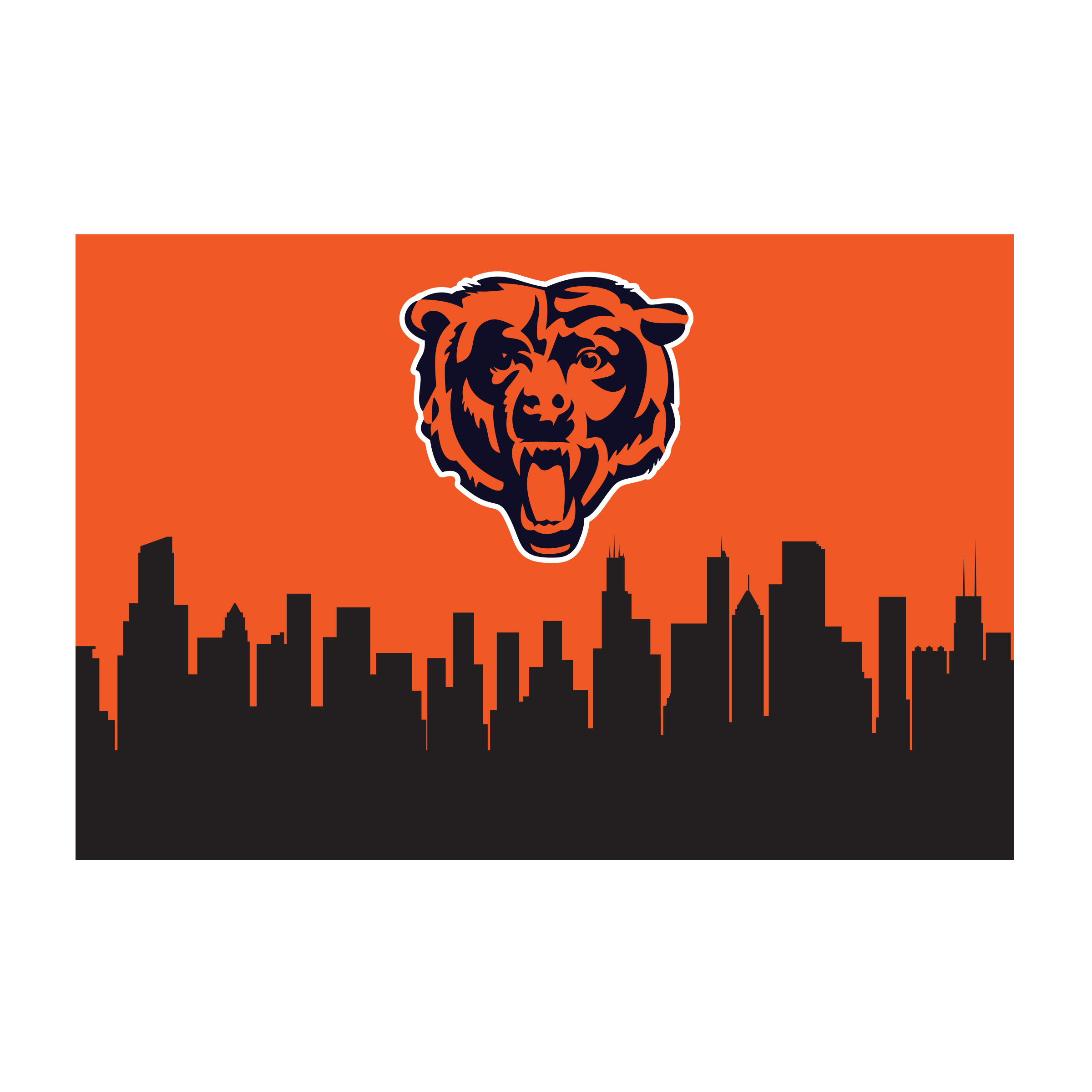 chicago bears cityscape 2x3 washable hometown rug