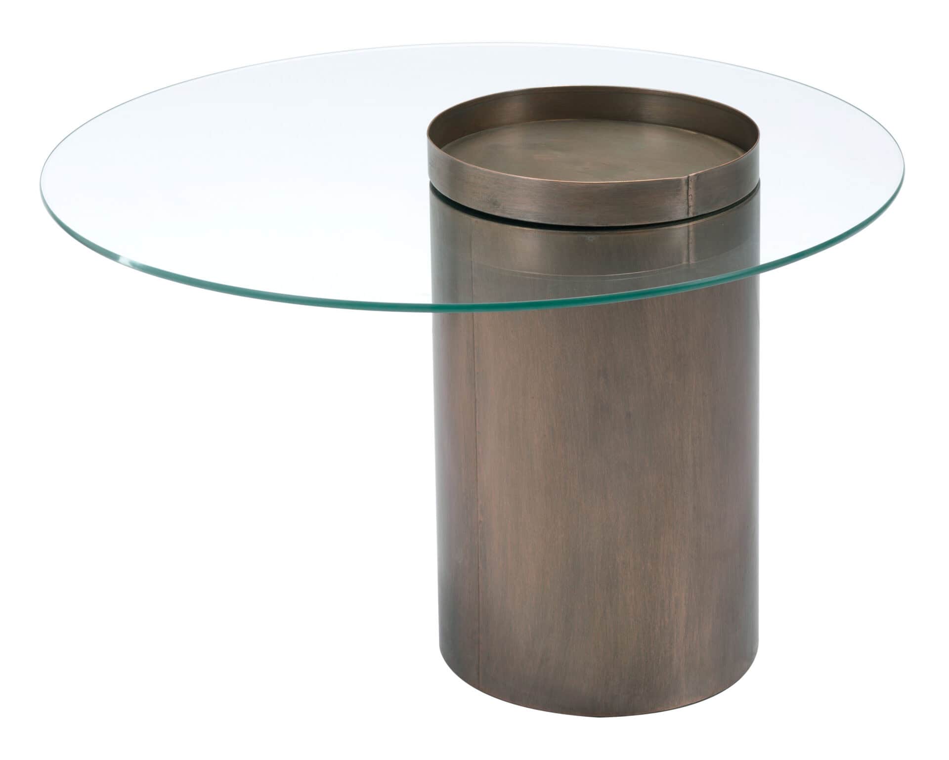 Industrial Round Coffee Table with Tempered Glass and Bronze Finish 3 Industrial Round Coffee Table with Tempered Glass and Bronze Finish - Image 3