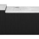 Modern White Marble Coffee Table Set with Black Wood Base (Set of 2) 9 Modern White Marble Coffee Table Set with Black Wood Base (Set of 2)