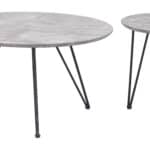 Modern Gray & Black Round Coffee Table Set with Steel Frame (2-Piece)