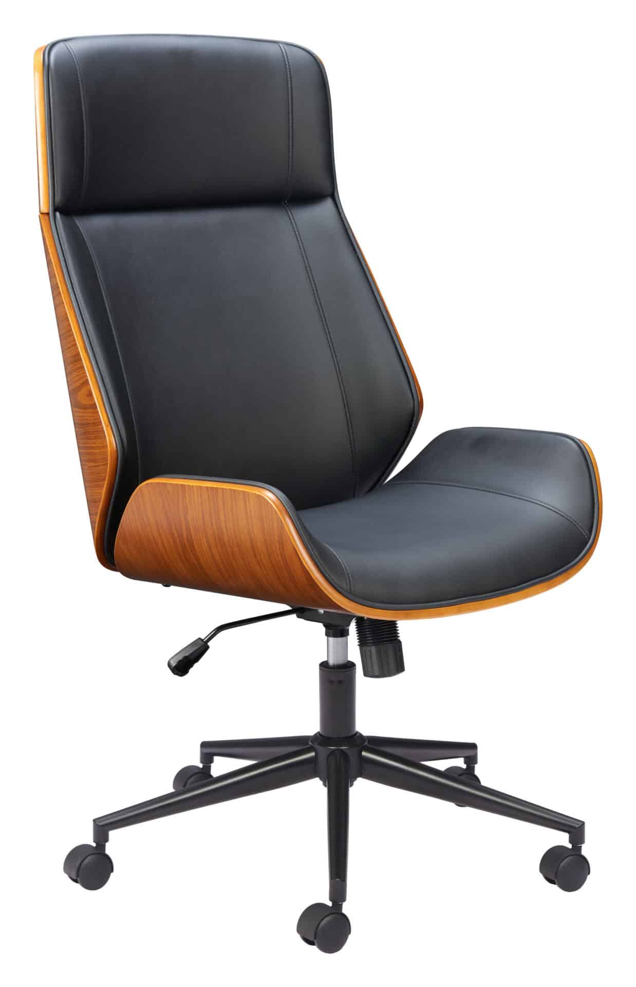 Modern Adjustable High Back Office Chair in Black Vinyl 1 Modern Adjustable High Back Office Chair in Black Vinyl