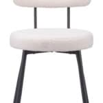 Ivory Shearling Dining Chair with Black Steel Frame (Set of 2)