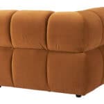 Brown Velvet Tufted Corner Chair with Plywood Frame and Armrests 13 Brown Velvet Tufted Corner Chair with Plywood Frame and Armrests