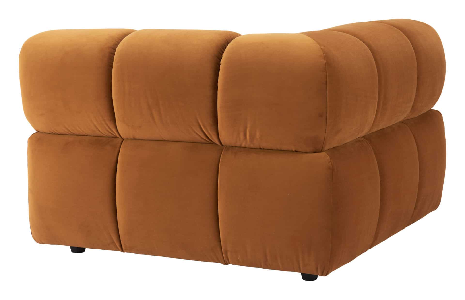 Brown Velvet Tufted Corner Chair with Plywood Frame and Armrests 6 Brown Velvet Tufted Corner Chair with Plywood Frame and Armrests - Image 6