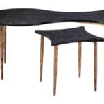 Black and Bronze Coffee Table Set with Steel Frame (2-Piece)