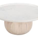 Round White and Natural Coffee Table with Minimalist Design 7 Round White and Natural Coffee Table with Minimalist Design