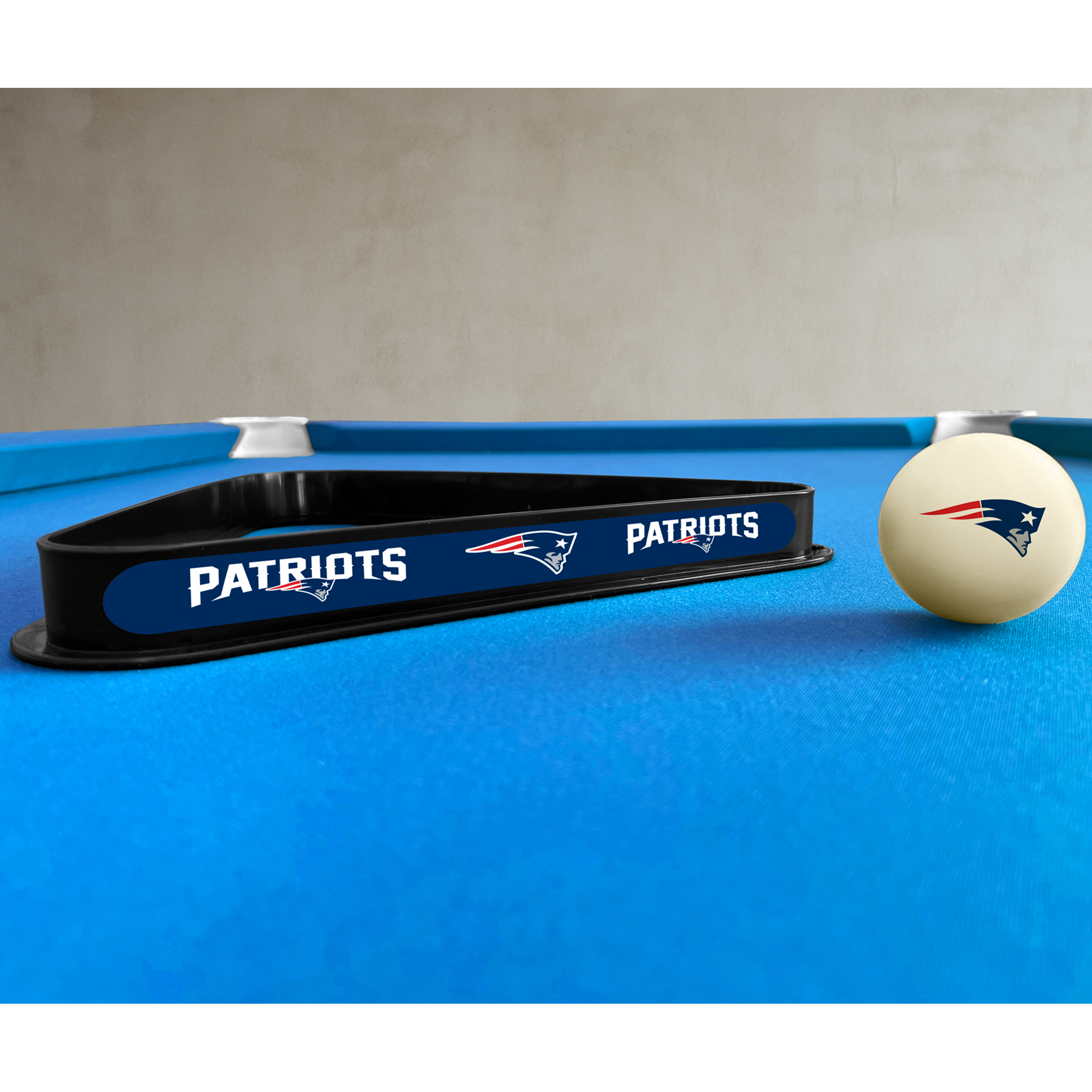 patriots billiard cue ball and rack set