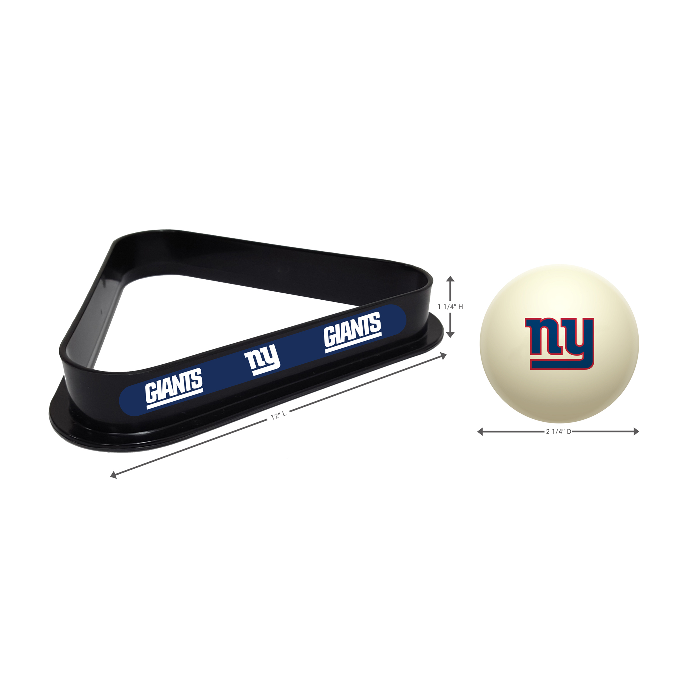 ny giants billiards cue ball and triangle rack set