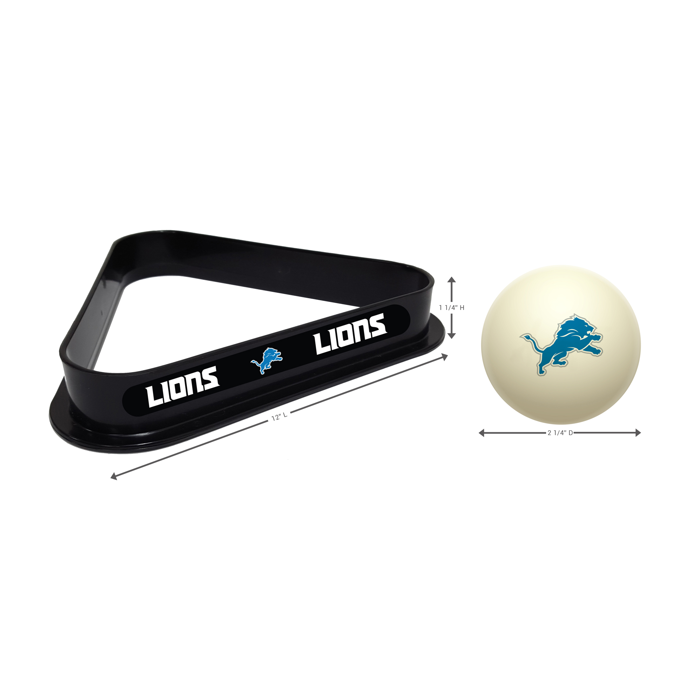 detroit lions billiards triangle and cue ball set