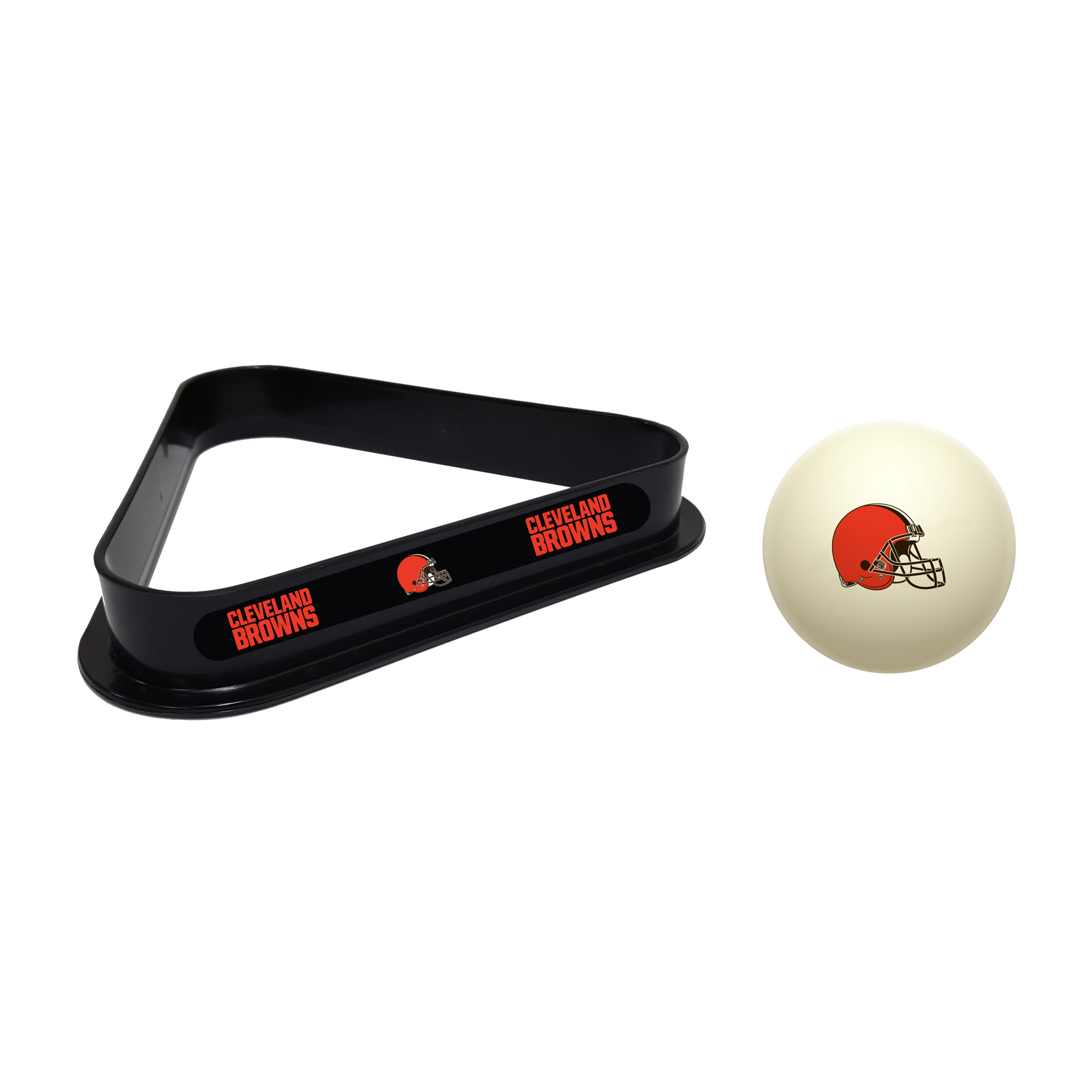 cleveland browns billiard cue ball and triangle set