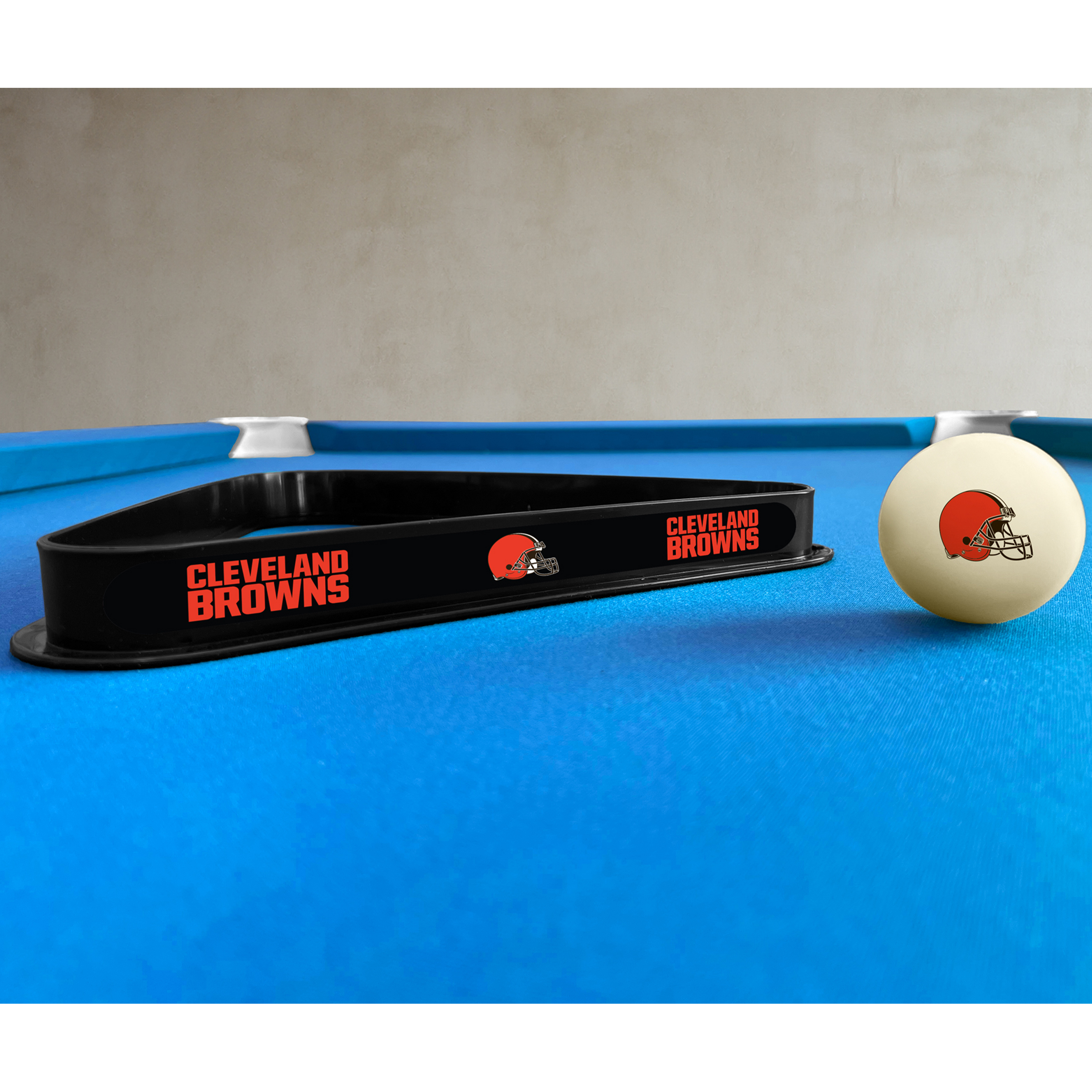 cleveland browns billiard cue ball and triangle set