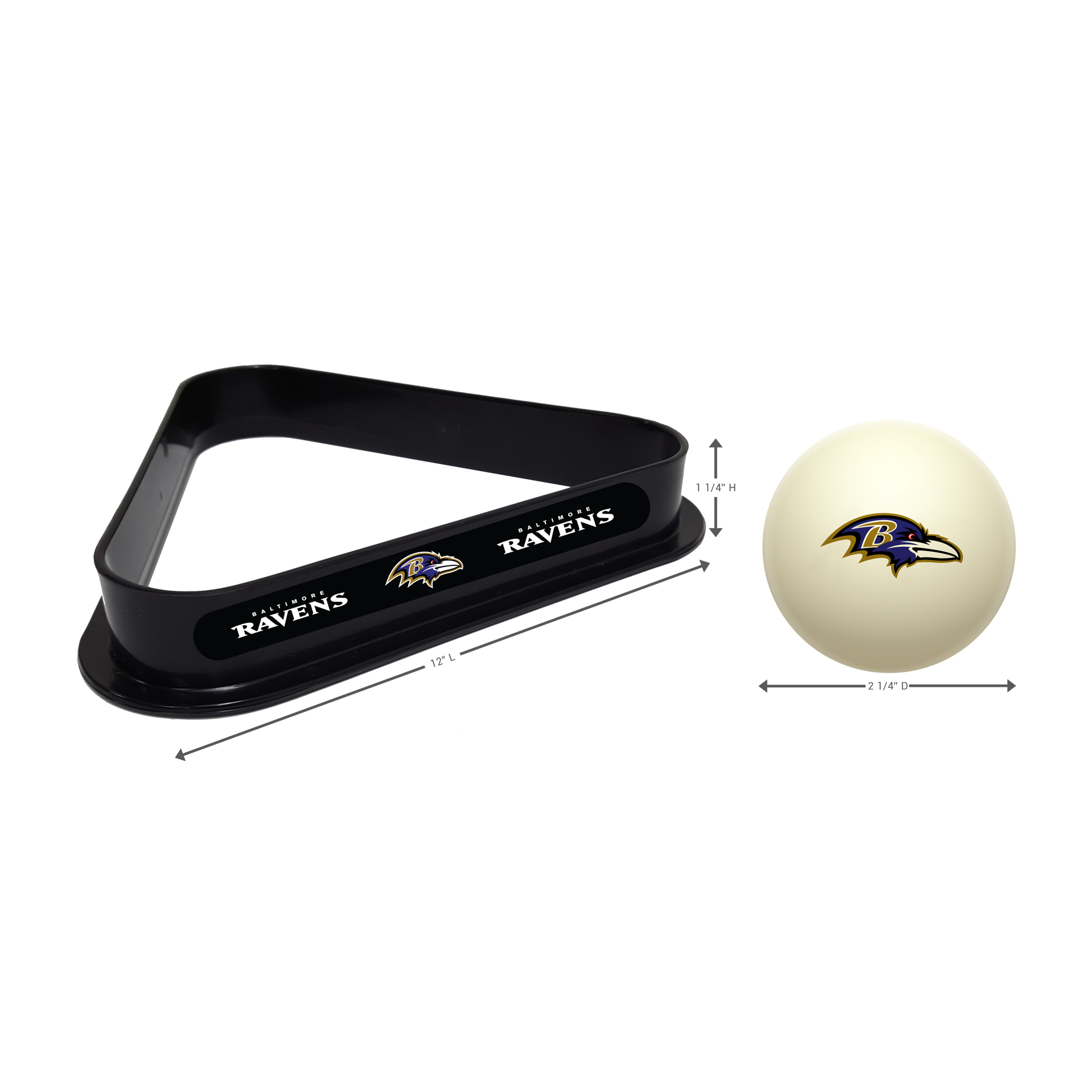 baltimore ravens billiard cue ball and triangle set