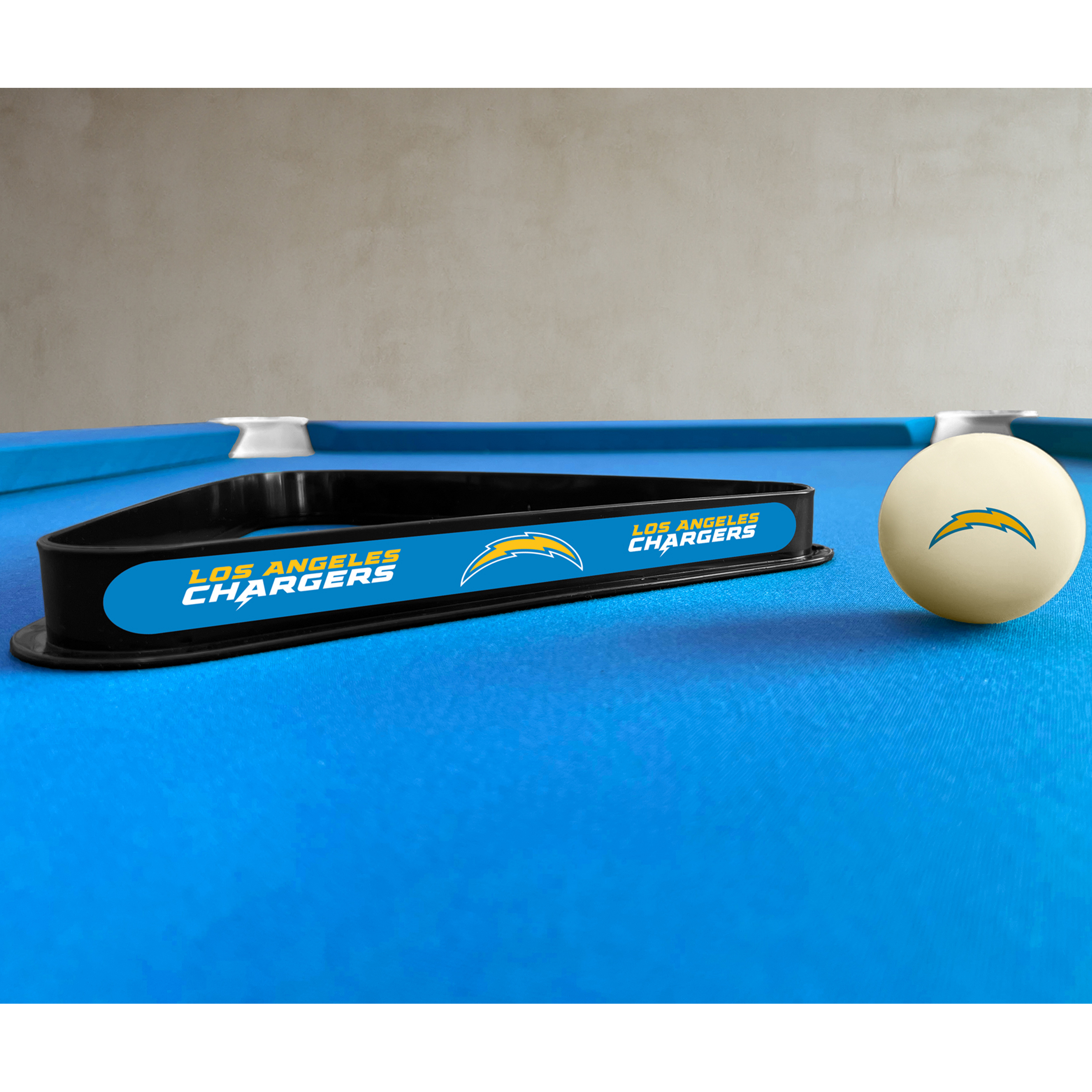 la chargers billiards cue ball and triangle set