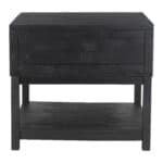 Modern Black Acacia Side Table with Storage Compartments