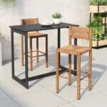 Outdoor Faux Wood Aluminum Barstools Weather Resistant (Set of 2) 11 Outdoor Faux Wood Aluminum Barstools Weather Resistant (Set of 2)