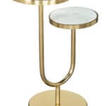 White and Gold Marble Side Table with Steel Frame