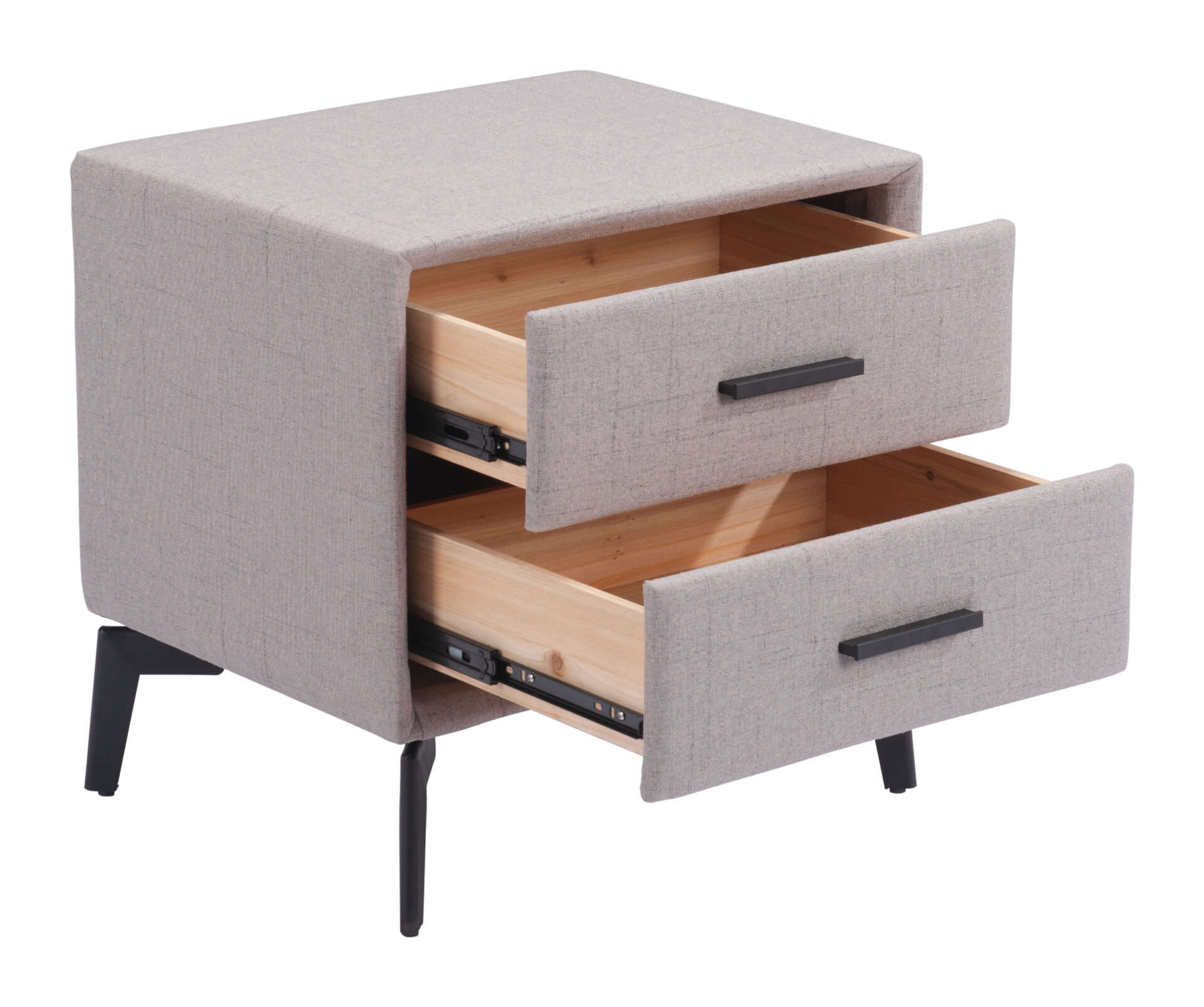 Gray End Table with Two Fabric Drawers and Steel Frame 7 Gray End Table with Two Fabric Drawers and Steel Frame - Image 7