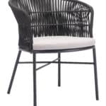 Modern Black Outdoor Dining Chair Weather Resistant (Set of 2)