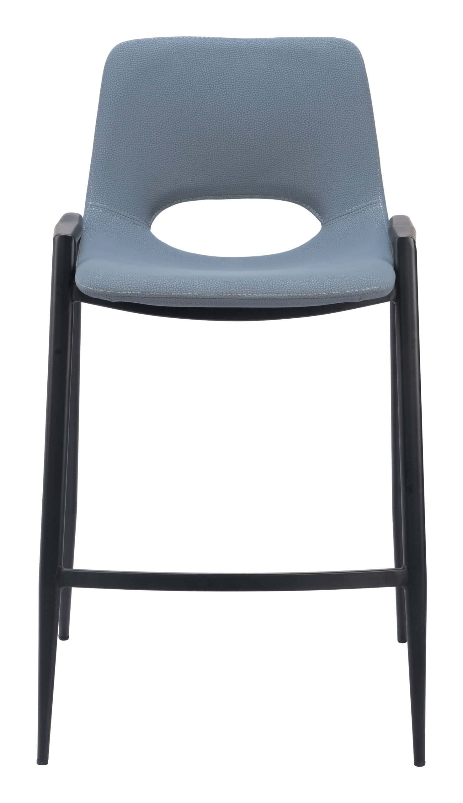 Mid-Century Modern Faux Leather Counter Stool with Armrest (Set of 2)