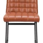 Brown Tufted Faux Leather Dining Chair Steel Frame (Set of 2)