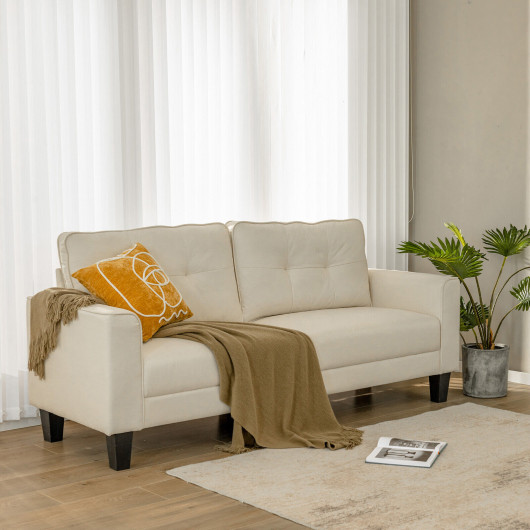Beige 79.5 Inch Loveseat Sofa with Removable Back Cushions