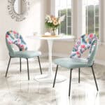 Modern Velvet Dining Chair with Printed Fabric and Steel Frame (Set of 2) 11 Modern Velvet Dining Chair with Printed Fabric and Steel Frame (Set of 2)