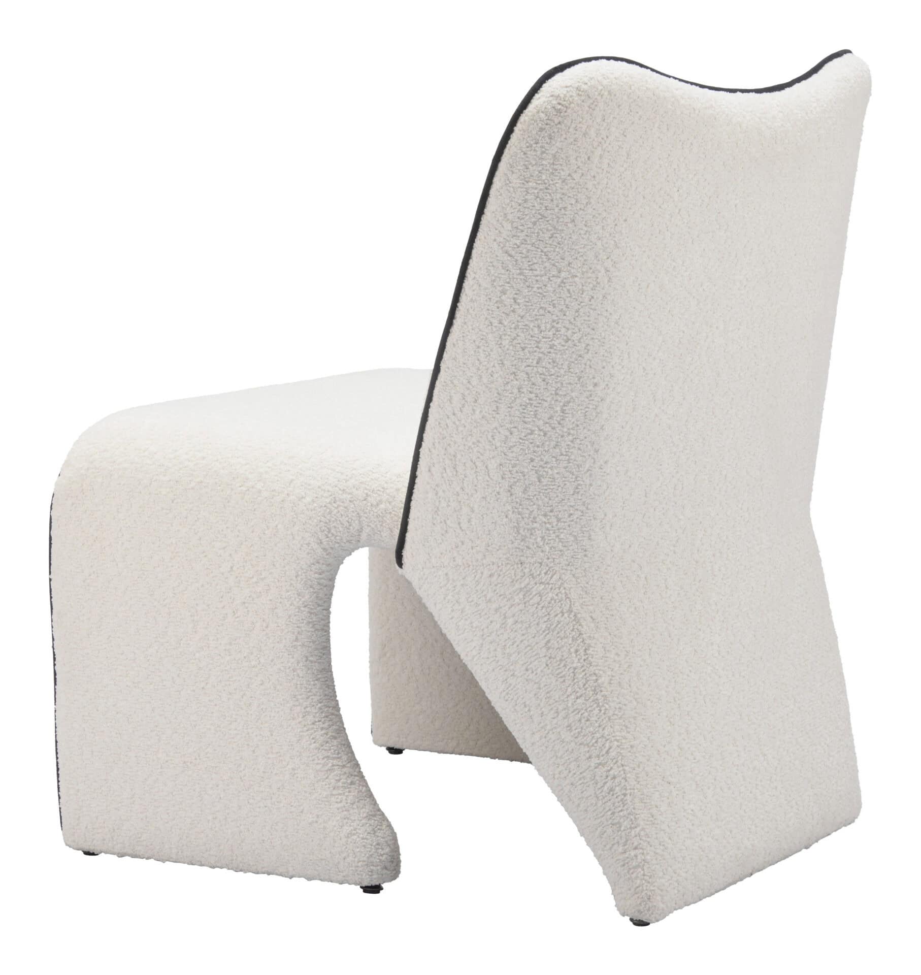 Ivory Accent Chair with Steel Frame and Boucle-Like Fabric 5 Ivory Accent Chair with Steel Frame and Boucle-Like Fabric - Image 5