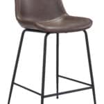 Brown Faux Leather Counter Stool with Black Steel Legs 12 Brown Faux Leather Counter Stool with Black Steel Legs