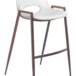 Mid-Century Modern Faux Leather Barstool with Walnut Legs (Set of 2)