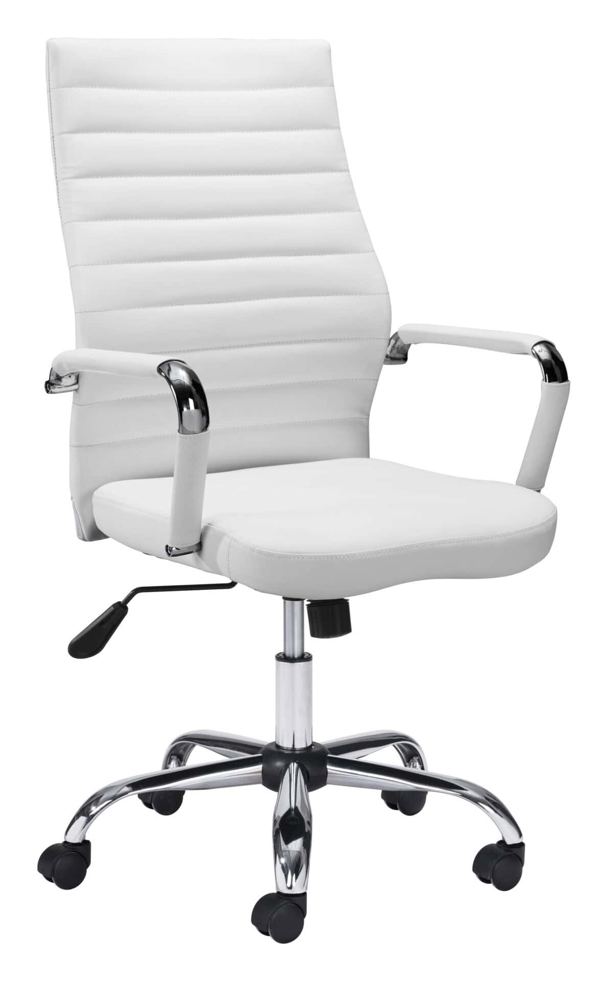 White Faux Leather Office Chair with Adjustable Height and Swivel Base 2 White Faux Leather Office Chair with Adjustable Height and Swivel Base - Image 2