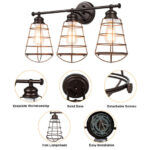 Industrial 3-Light Wall Lamp with Cage Design (Set of 1) 14 Industrial 3-Light Wall Lamp with Cage Design (Set of 1)