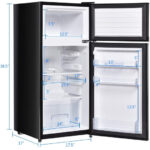 Black 2 Door Compact Refrigerator with Freezer 3.4 Cu. Ft.
