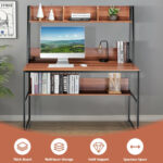 47 Inch Space-Saving Computer Desk with Hutch and Bookshelf