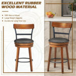 Rustic 360 Swivel Bar Stool with Leather Padded Seat