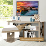 Rustic 3-Tier TV Stand with Open Shelves and Cable Management 30 Rustic 3-Tier TV Stand with Open Shelves and Cable Management