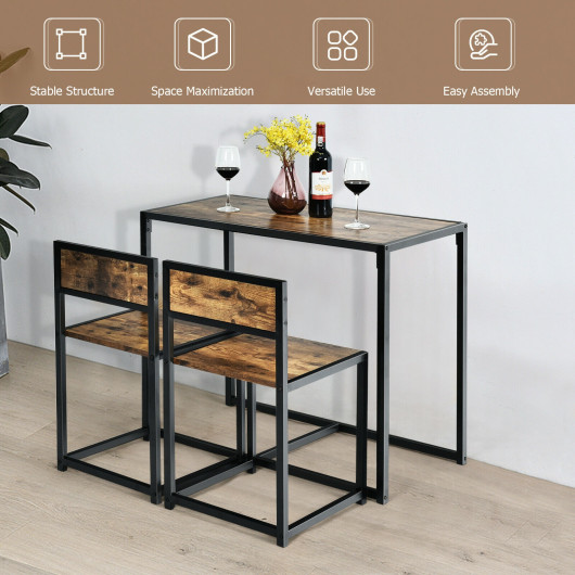 Compact 3-Piece Dining Set with Table and Chairs (Set of 3) 2 Compact 3-Piece Dining Set with Table and Chairs (Set of 3) - Image 2