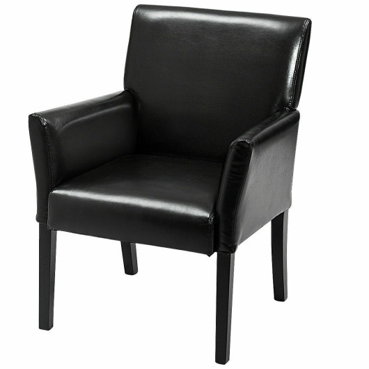 Modern Black PU Leather Adjustable Armchair with Wood Legs 6 Modern Black PU Leather Adjustable Armchair with Wood Legs - Image 6