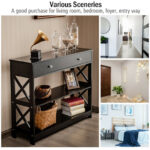 Modern Console Table with Drawer and Shelves for Entryway
