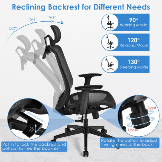 Height Adjustable Ergonomic Mesh Office Chair with Lumbar Support 5 Height Adjustable Ergonomic Mesh Office Chair with Lumbar Support - Image 5