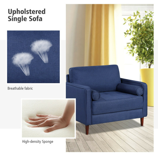 Oversized Linen Accent Chair with Pillows and Rubber Wood Legs 6 Oversized Linen Accent Chair with Pillows and Rubber Wood Legs - Image 6