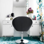 Modern Adjustable Swivel PU Leather Chair with Tufted Back (1PC)