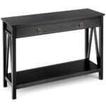 Sleek Console Table with Drawer and Shelf for Entryway