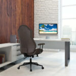 Adjustable High Back Executive Office Chair with Armrests Brown