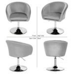 Adjustable Velvet Swivel Accent Chair with Round Back and Metal Base